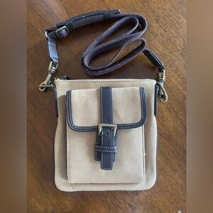 Eddie Bauer canvas crossbody with leather trim